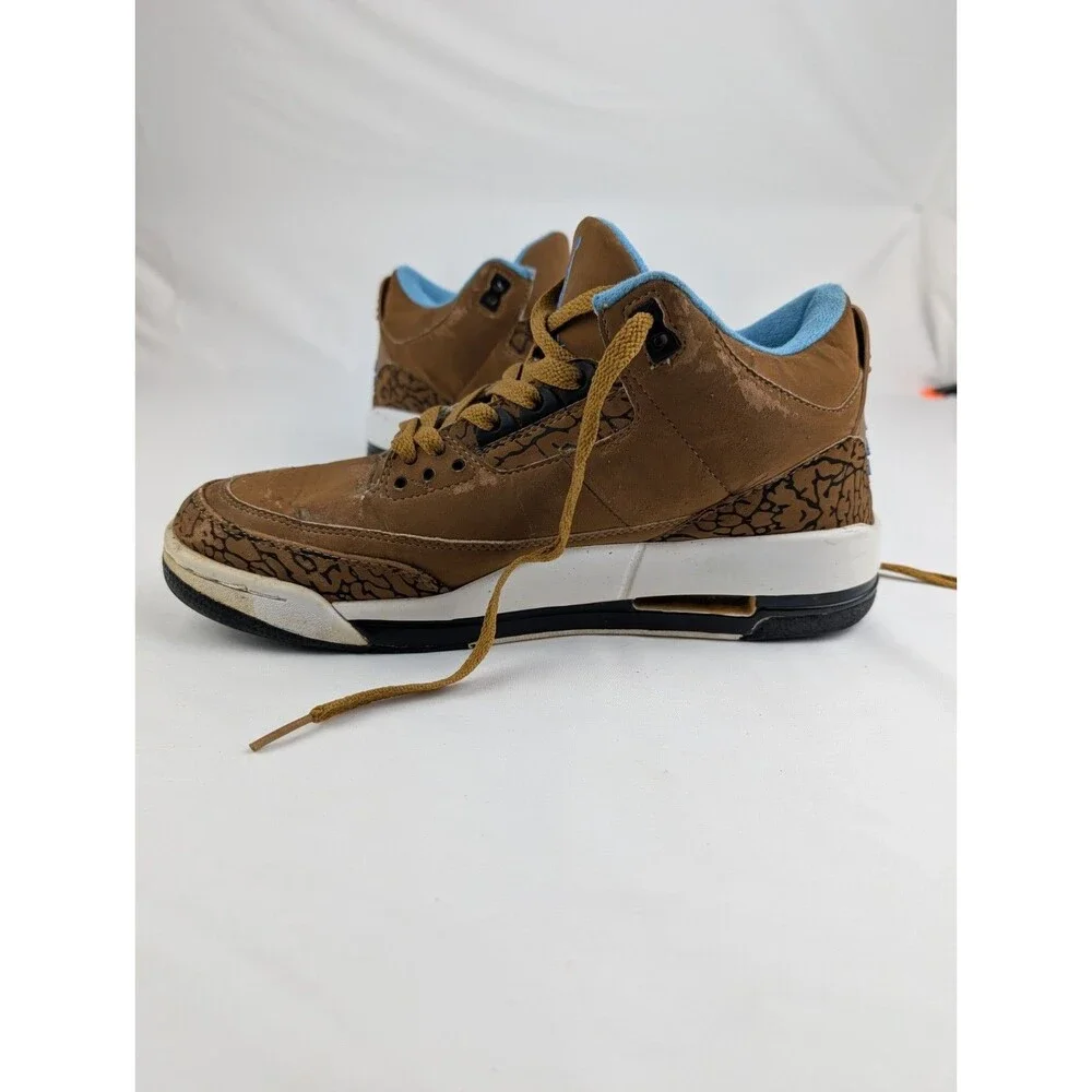Vintage Mens 9 Air Jordan 3 Retro Sport Brown Sneakers 136064-130 Blue Worn